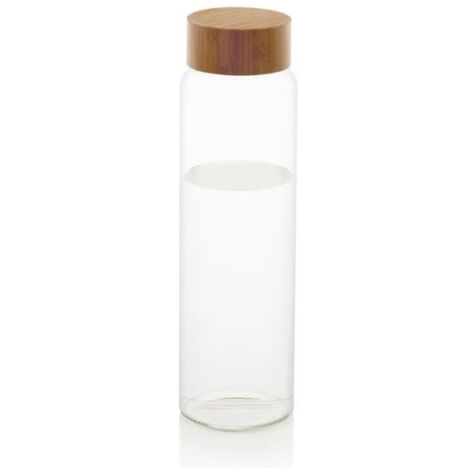 Bouteille d'Eau en Verre Réutilisable Bouchon Bambou - 1L (1/4)