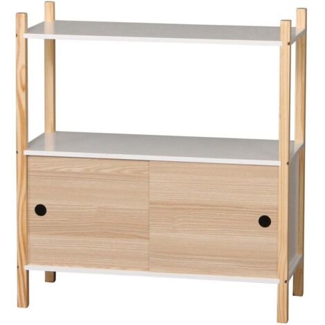 Étagère sur Pied Bois et Blanc Chambre Enfant