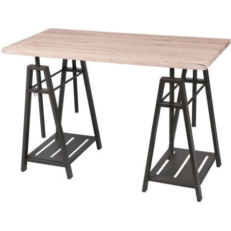 Bureau droit en bois MDF et métal noir – Longueur 120cm, profondeur 59cm, hauteur 75cm – Montage facile soi-même – Urban Living (1/7)