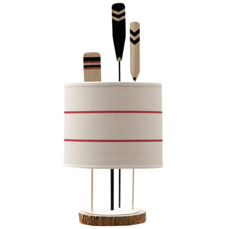 Lampe à Poser 3 Pagaies avec Abat-jour Lin Blanc (1/2)