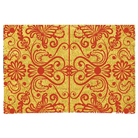Paillasson en Coco Motifs Volutes Rouges (1/2)