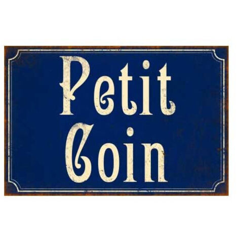 Plaque Métal Toilettes Signalétique Vintage Bleue Petit Coin