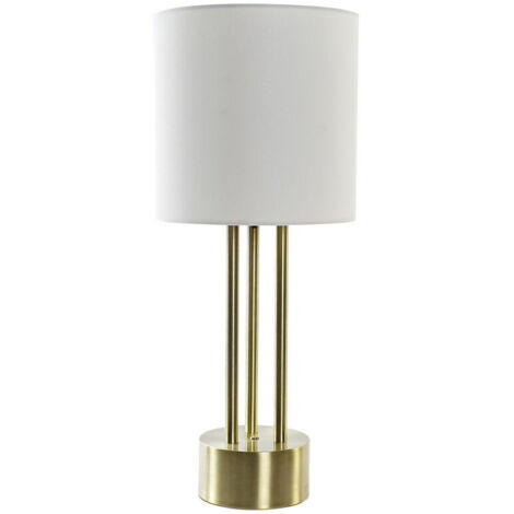 Lampe à Poser Rétro en Métal Doré et Abat-jour Blanc en Lin - H67cm (1/5)