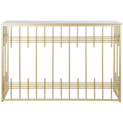 Console en Métal Doré et Plateau Verre Noir -  120x40x81cm (1/4)