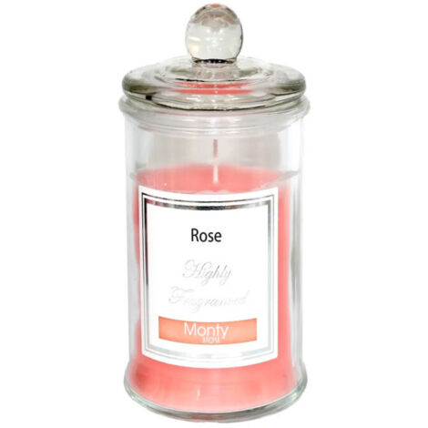 Bougie parfumée dans pot en verre Rose - 9.5x17cm (1/3)