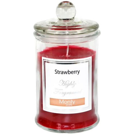 Bougie parfumée dans pot en verre Fraise - 9.5x17cm (1/3)