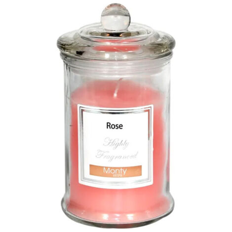 Bougie parfumée dans pot en verre Rose - 7.5x14cm (1/3)