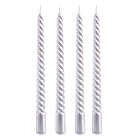 Set de 4 bougies de Noël torsadées argentées - 20cm (1/3)