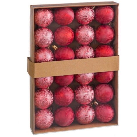 Set de 24 boules de Noël rouges - 4cm (1/3)