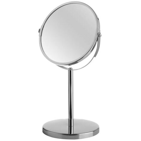 Miroir grossissant (x2) double face en métal argenté (1/4)