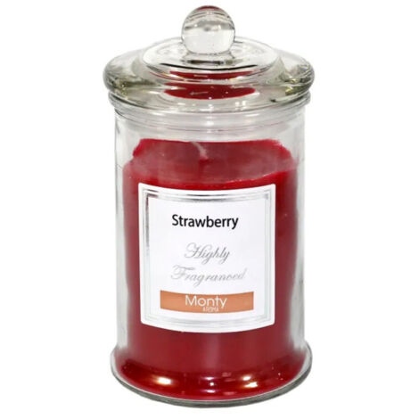 Bougie parfumée dans pot en verre Fraise - 7.5x14cm (1/3)