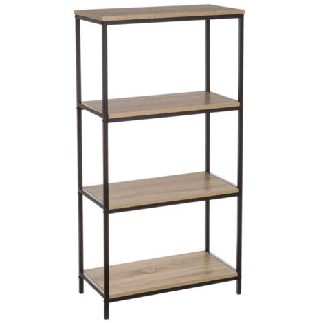 Étagère Métal Noir et Bois 4 Étages - Hauteur 116cm (1/3)