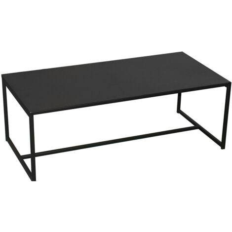 Table basse fixe en métal noir – Dimensions L. 100 x P. 50 x H. 36 cm – Finition mate résistante aux éraflures – Design minimaliste contemporain – Urban Living (1/7)