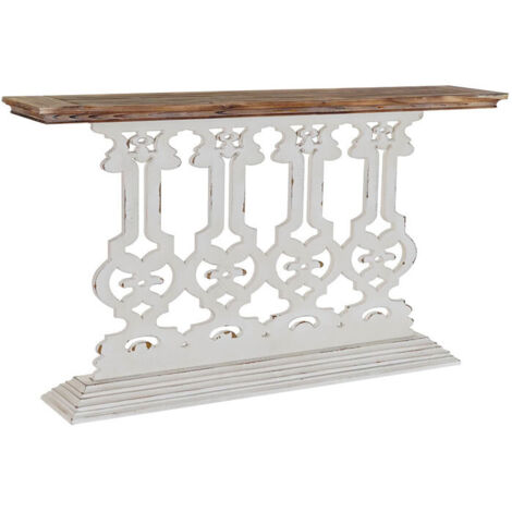 Console classique en bois blanc et plateau bois - 142x30x83cm (1/5)