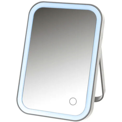Miroir de maquillage à poser lumineux led gris 15x2.5x22cm (1/3)