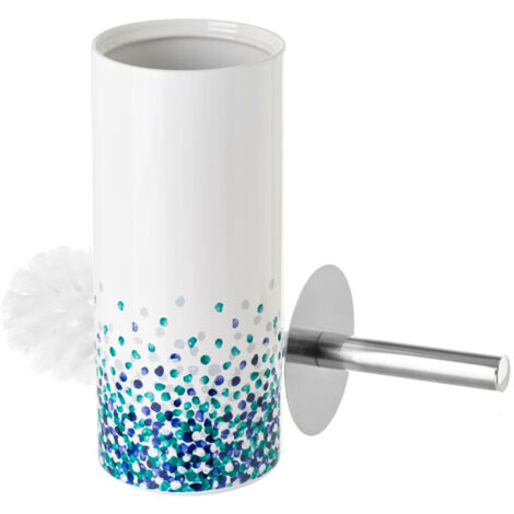 Brosse WC Céramique Bleu et Blanc Pétales (1/4)