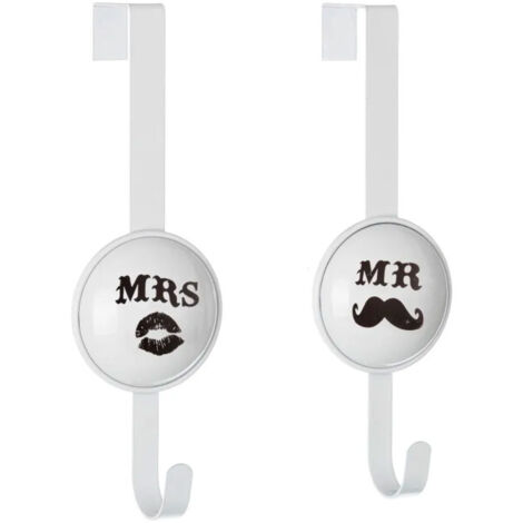 Set de 2 portemanteaux de porte Mr et Mrs 9x8.5x27cm (1/3)
