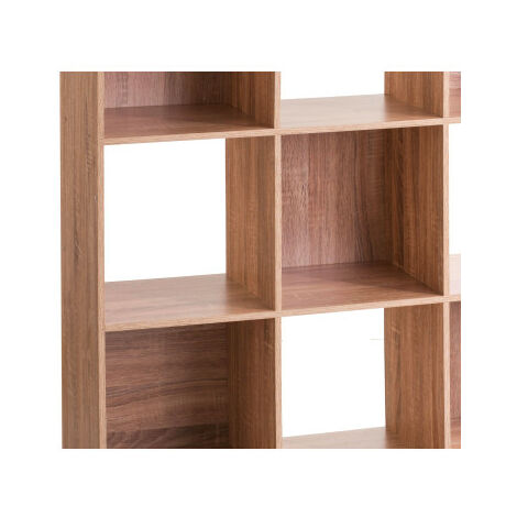 Meuble étagère 9 cases de rangement coloris bois foncé style industriel  H100.5cm - RETIF