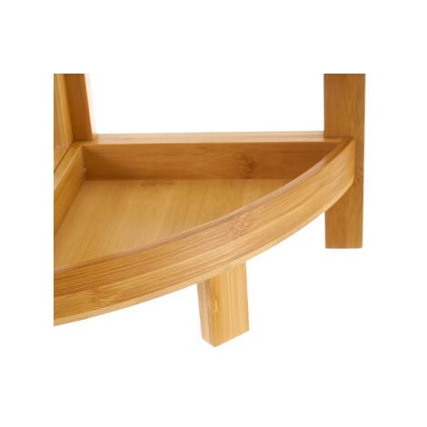 Étagère d'angle pour WC ou salle de bain en bambou 23x23x77cm