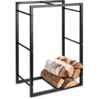 Range bûches pour intérieur en métal noir 45x28x70cm