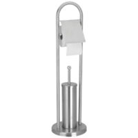 Dérouleur papier WC + brosse WC sur pied acier inoxydable mat