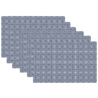 Set de Table Design Petits Carreaux de Ciment Bleu en Vinyle - Set de 6
