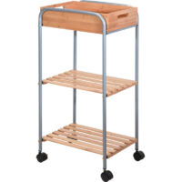 Charriot de Rangement pour Salle de bain en Métal et Bambou