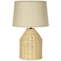 Lampe à poser en rotin tressé et abat-jour beige - 30x30x47cm