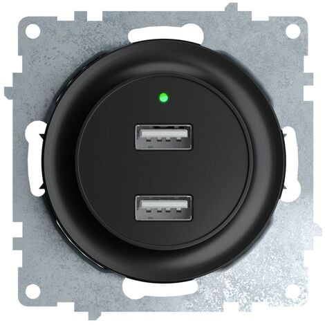 Chargeur avec 2 prises USB Type-A + Type-C compatible Bticino Livinglight  5Vdc 3.1A couleur noir