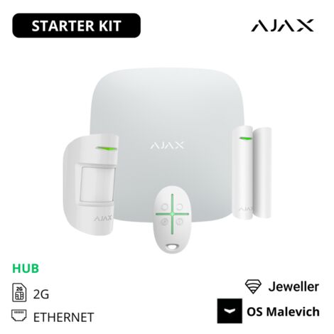 38168 - Jeweller - StarterKit - Hub, MotionProtect, DoorProtect, SpaceControl - color white - Ajax seguridad inalámbrica