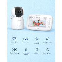 Victure Babyphone BM45 Caméra Moniteur bébé 4.3" LCD, Vidéo Bébé Surveillance, Batterie