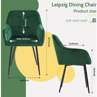 chaise Futurefurniture.® ensemble de 2 chaises de salle à manger, chaise de salle à manger, ensemble de 2 chaises de salle à manger, chaises de salle à manger, velours, vert