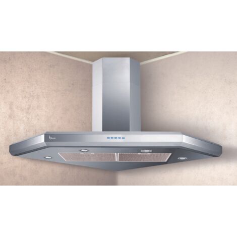 Hotte d'angle en acier inoxydable 100 cm – Débit d'air 800 m³/h – 3 vitesses + 1 vitesse intensive – Éclairage LED haute puissance – Baraldi