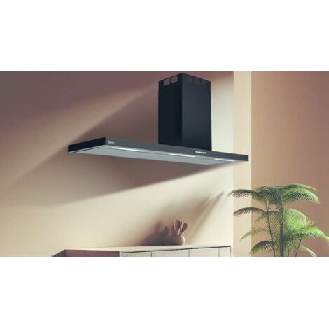 Hotte murale 120 cm – Débit d'air 800 m³/h – 3 vitesses + 1 intensive – Éclairage LED haute puissance – Aspiration ou filtration – Baraldi