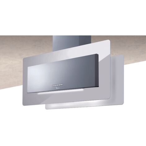 HOTTE TRISIA ISOLA cm. 90x43 - Acier inoxydable, Verre Blanc - 800 m3/h