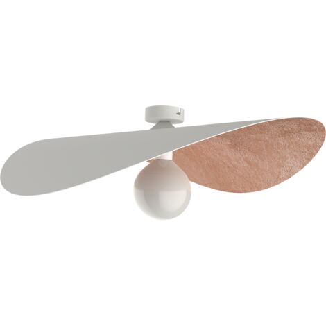 LUMICOM PIUMA Plafoniera, 1X E27, max 42W, metallo, bianco opaco/foglia rame, D.60cm (1/4)