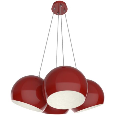 LUMICOM  JOE Sospensione, 4X E27, max 42W, metallo, rosso lucido bianco, D.25cm