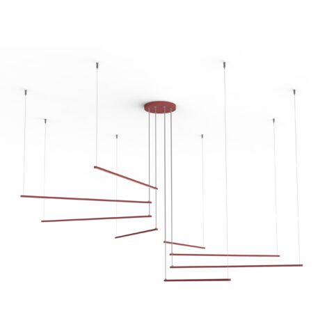 LUMICOM  RADIUS Sospensione, STRIP LED, 136W/m, 3000K, metallo, rosso cowhide, d.220 (1/2)