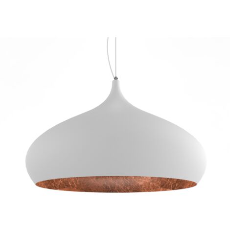 LUMICOM  CALICE Sospensione, 1X E27, max 42W, metallo, bianco opaco/foglia rame, D.60cm