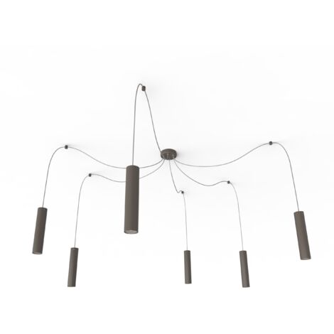 LUMICOM  MEDUSA Sospensione, 6X GU10, max 33W, metallo, tortora lucido, D.6cm (1/2)