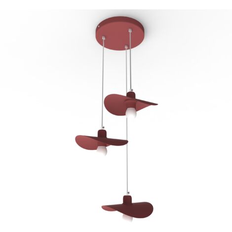 LUMICOM  PIUMA Sospensione cascata, 3X E27, max 42W, metallo, rosso, D.25cm (1/2)
