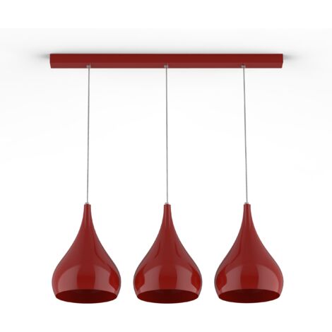 LUMICOM  CALICE LINEARE Sospensione, 3x E27, max 42W, metallo, rosso lucido, Ø 20cm (1/3)
