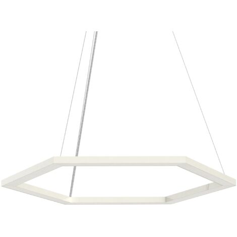 LUMICOM ESAGONO 1X Sospensione, STRIP LED, 34W/m, 3000K, metallo, bianco lucido, Ø60cm (1/2)