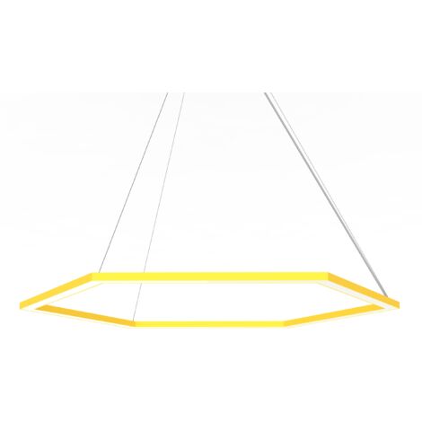 LUMICOM ESAGONO 1X Sospensione, STRIP LED, 52W/m, 3000K, metallo, giallo, Ø90cm (1/2)