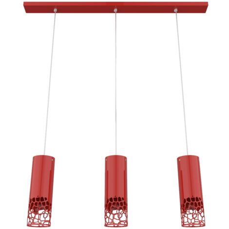 LUMICOM ORGANIC Binario x3, 3X E27, max 42W, metallo, rosso lucido, L.69 H.120cm (1/2)
