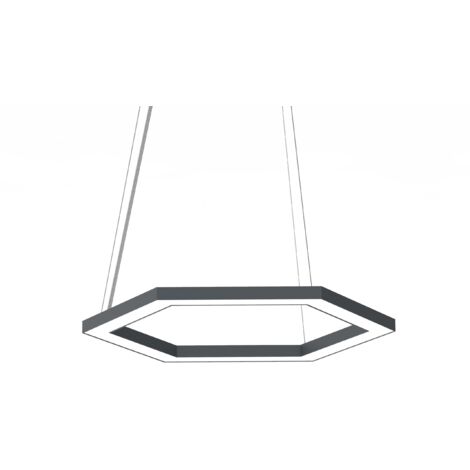 LUMICOM ESAGONO 1X Sospensione, STRIP LED, 22W/m, 4000K, metallo, antracite, Ø40cm (1/2)