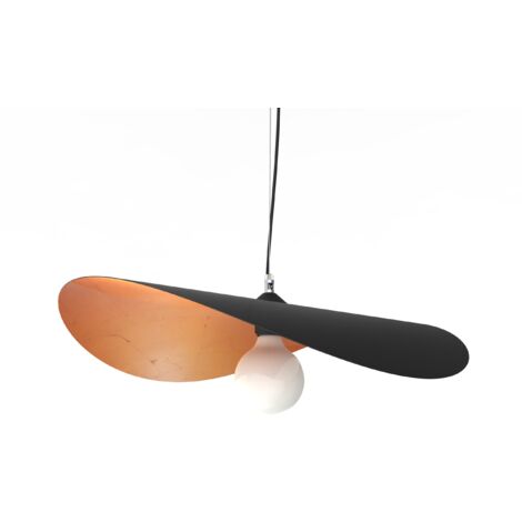 LUMICOM PIUMA Sospensione, 1X E27, max 42W, metallo, nero opaco/foglia rame, D.60cm