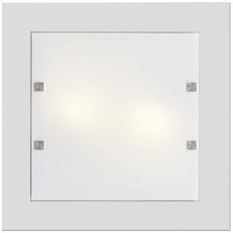 LUMICOM BROOK Plafoniera, 2XE27, max 42W, metallo/vetro, bianco opaco, 40x40cm (1/3)