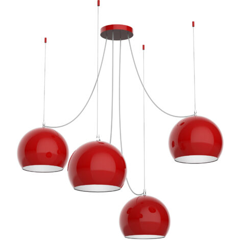 LUMICOM  JOE Sospensione, 4X E27, max 42W, metallo, rosso lucido/bianco, D.25cm