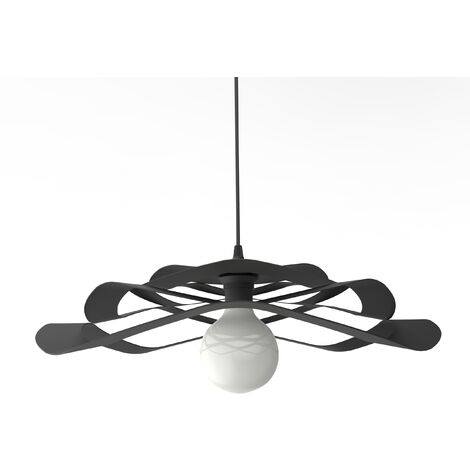 LUMICOM  KAMI Plafoniera, 1X E27, max 42W, metallo, nero opaco, D.60cm